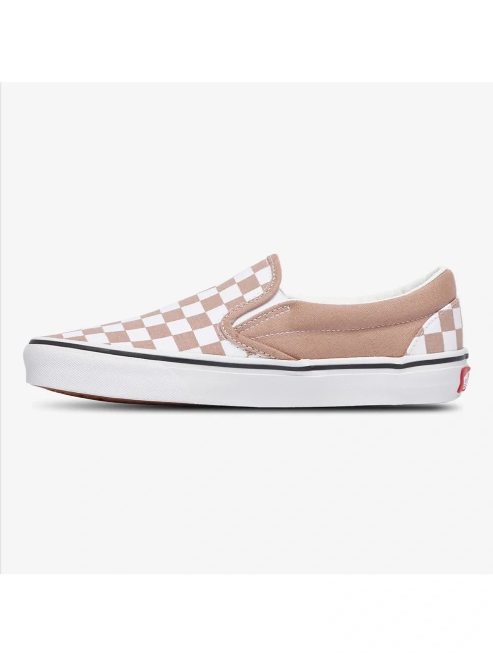 Vans Slip-On Checkerboard Sneaker in Tan and White Womens